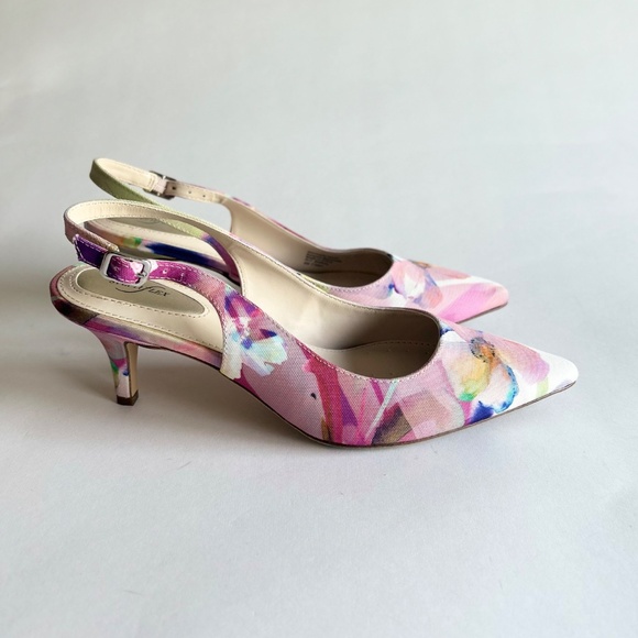 New Alfani Stepnflex Multicolor Flower Canvas Point Toe Heels size 8 - Picture 2 of 16